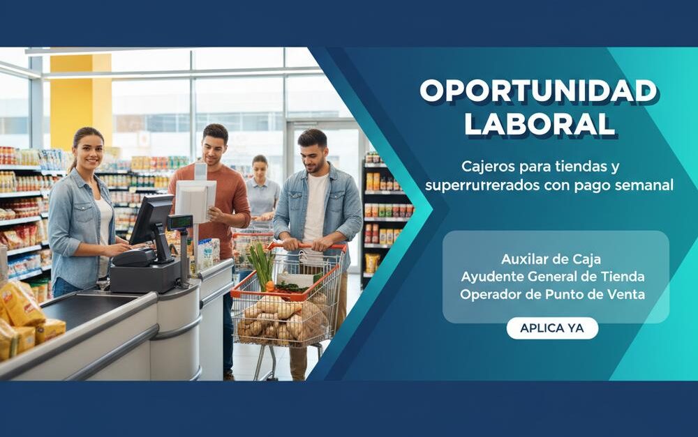 Lee más sobre el artículo Cajeros para tiendas y supermercados con pago semanal